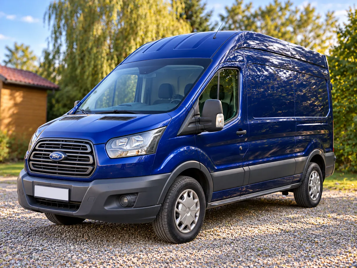 Niebieski Ford Transit — wizualizacja samochodu dostawczego GL Speed Trans